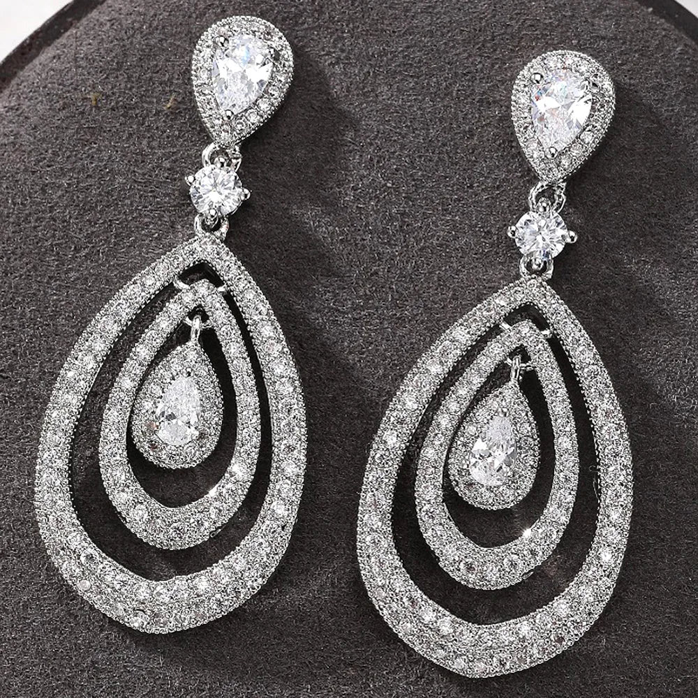 Luxurious high-quality zircon earrings, perfect for parties, weddings, and joyful occasions