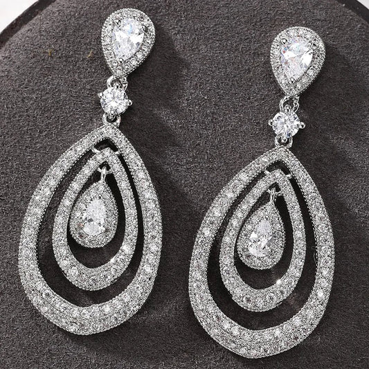 Luxurious high-quality zircon earrings, perfect for parties, weddings, and joyful occasions