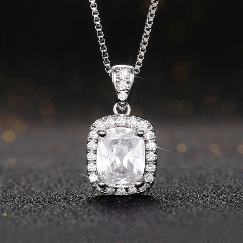 Elegant Cubic Zirconia Pendant Necklace - 925 sterling Silver Chain With Luxury Multi - Color Gemstones for Women