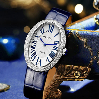 Leather Watch for Women Elegant Luxury Brand Ladies Oval Quartz Watch Fashion