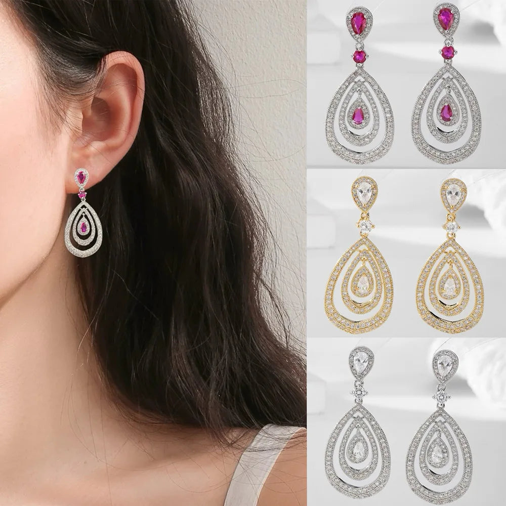 Luxurious high-quality zircon earrings, perfect for parties, weddings, and joyful occasions