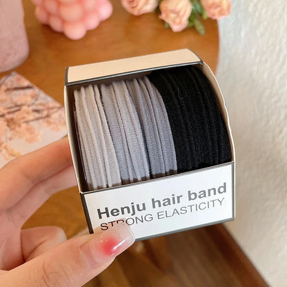 Colorful High-Elastic Hair Tie Set – Soft Nylon & Rubber Hair Bands | Cute Hair Accessories for Women & Girls