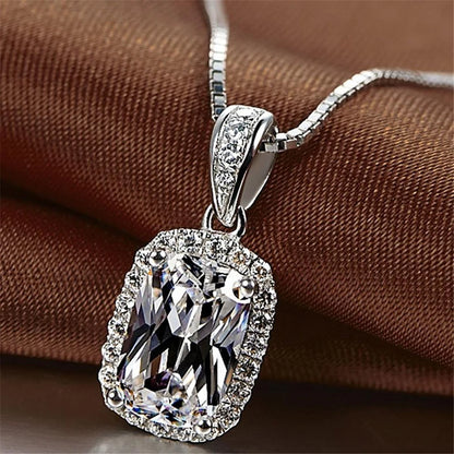 Elegant Cubic Zirconia Pendant Necklace - 925 sterling Silver Chain With Luxury Multi - Color Gemstones for Women