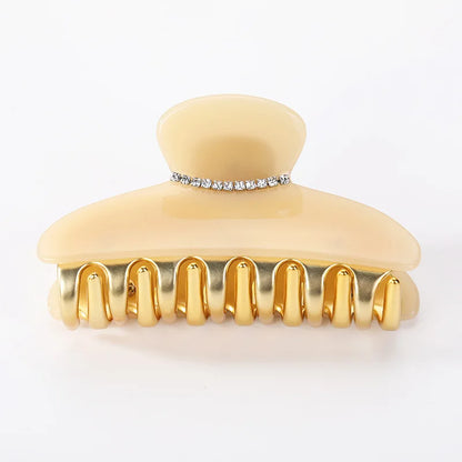 Luxury Acrylic Hair Claw Clip – French Gold-Edge Hair Accessory for Women