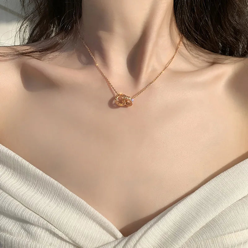18K Gold Plated Stainless Steel Interlocking Circles Infinity Style