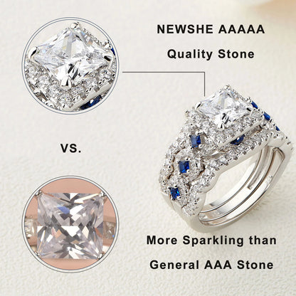 925 Sterling Silver Luxury Blue Stone Ring Set – Sparkling Elegant Jewelry