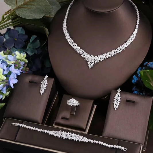 Luxury Bridal Jewelry Set – 4 Pieces with Zirconia Shine
