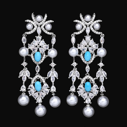 Luxury Pearl  Jewelry Set - CZ Crystal Necklace, Earrings, Ring & Bracelet For Women Perfect for Special Occasions