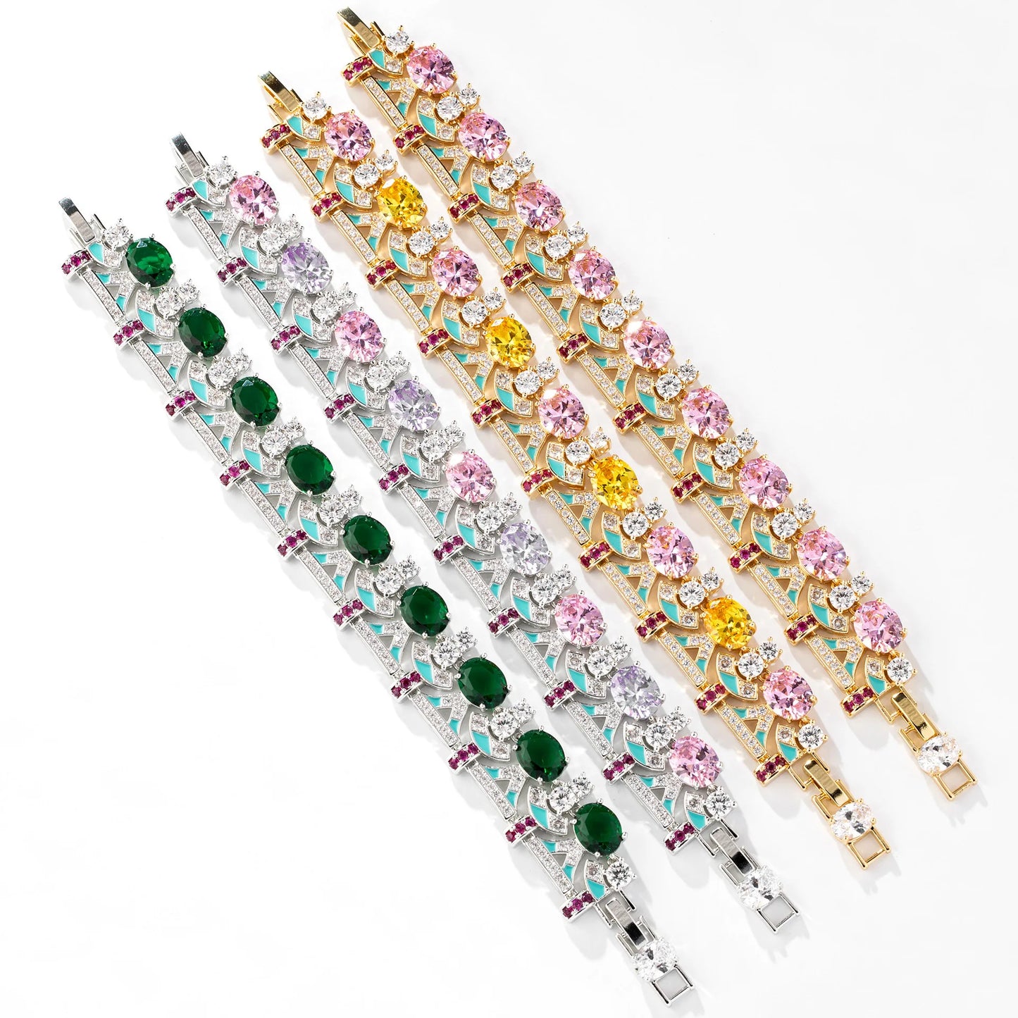 Luxury Gold Bracelet with Colorful Crystals