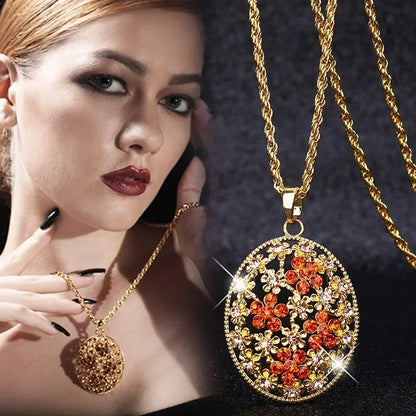 Elegant Crystal Pendant Necklace – Long Chain, Square Charm, Semi-Precious Stone, Timeless Women’s Jewelry