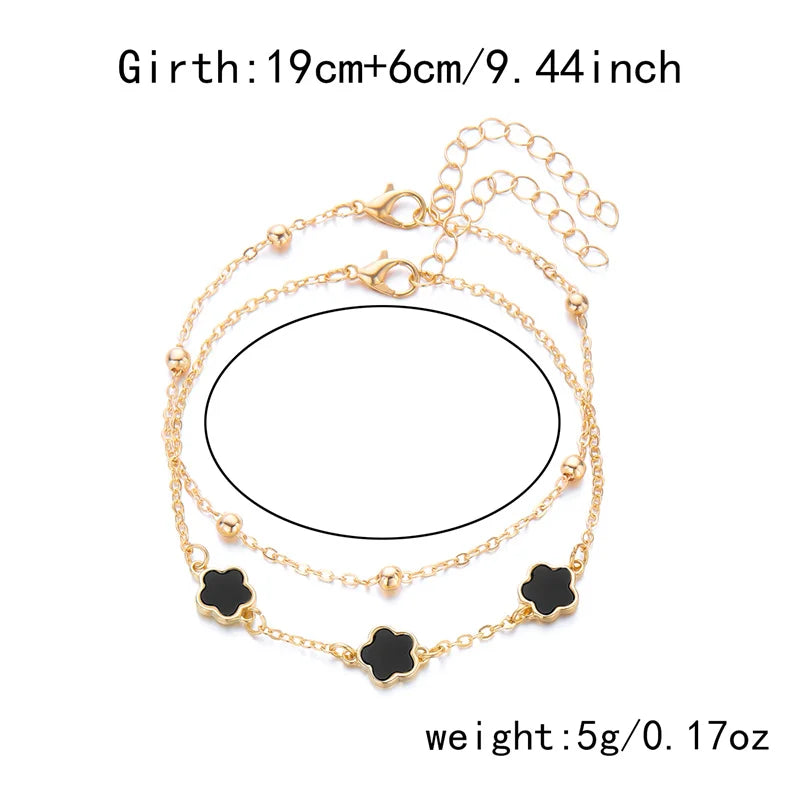 Double Layer Flower Anklet for Women
