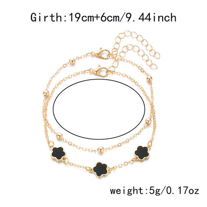 Double Layer Flower Anklet for Women