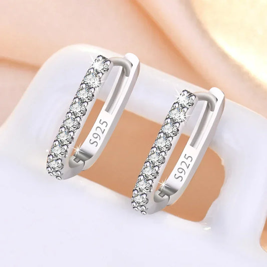 925 Silver Hoop Earrings with sparkling zircon – elegant