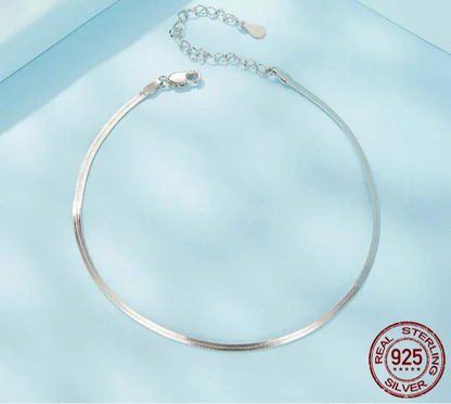 925 Sterling Silver Luxury Anklet – Adjustable Elegant Design for Stylish Look