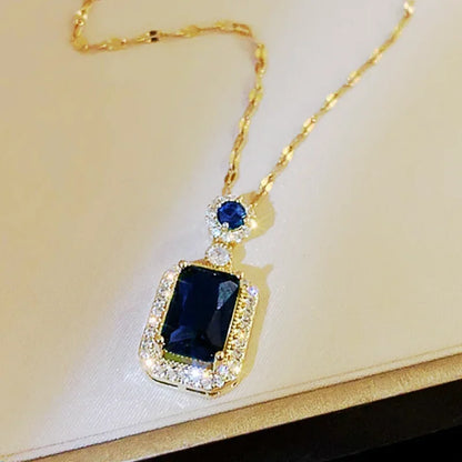 Elegant Cubic Zirconia Pendant Necklace - 925 sterling Silver Chain With Luxury Multi - Color Gemstones for Women