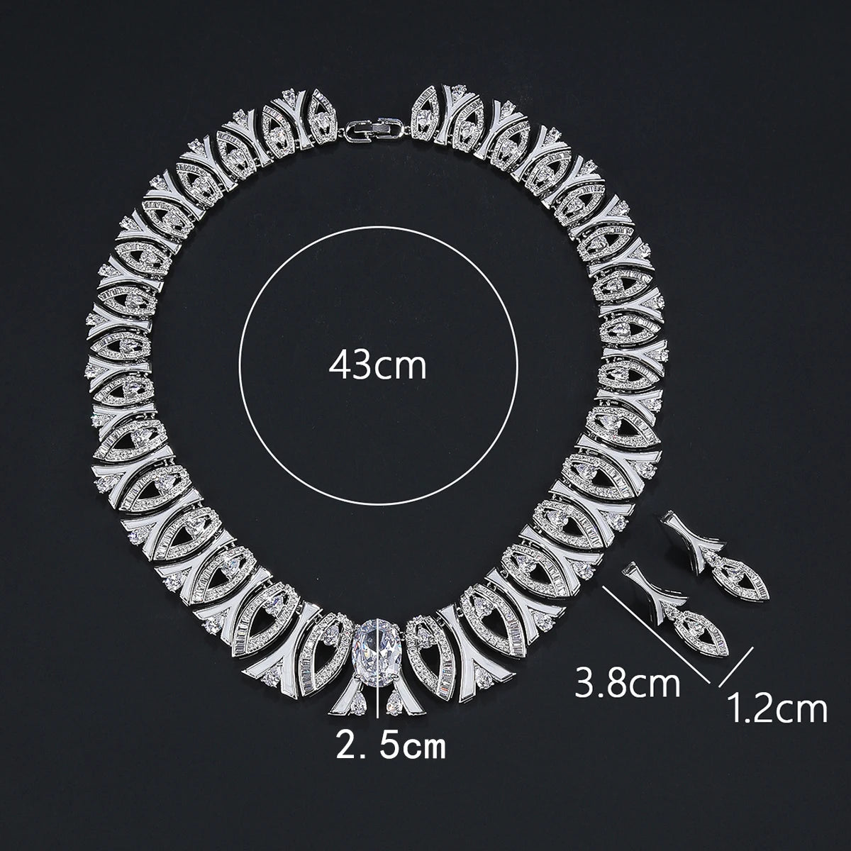 Luxury Zirconia Statement Necklace & Earrings Set – Elegant Jewelry for Women, Parties & Occasions