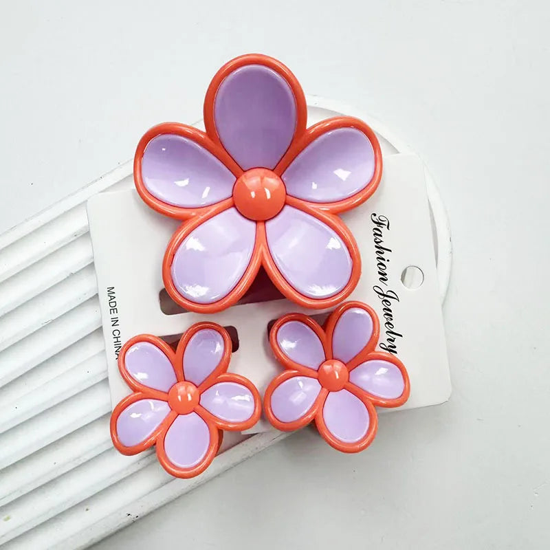 3pcs Pastel Flower Hair Accessories – Soft & Feminine Look