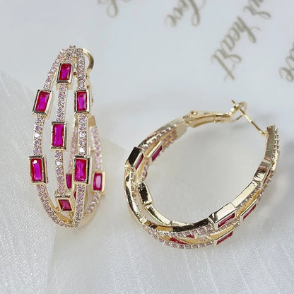 Colorful Twisted Hoop Earrings – Luxury Paved CZ Design