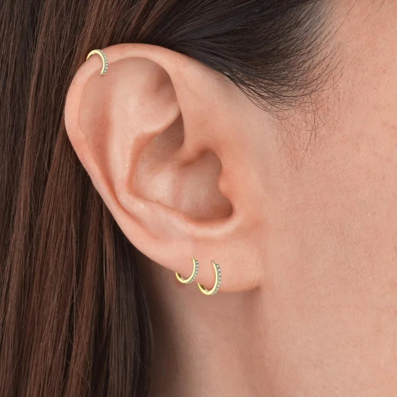 Dainty 925 Silver Hoop Earrings – Gold Plated & Zircon