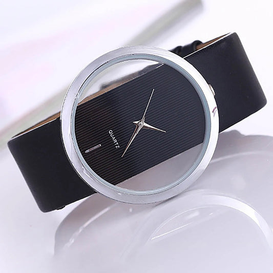 Elegant Women’s Leather Strap Watch with Circular Dial – Minimalist & Modern Design for Everyday Style