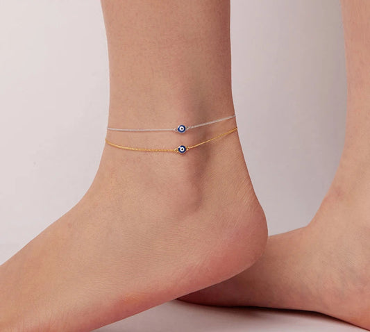 Elegant S925 Sterling Silver Blue Eye Anklet – Trendy Protection Jewelry