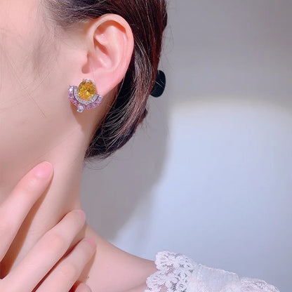 Luxury Crystal Stud Earrings – Elegant Premium Zirconia Design