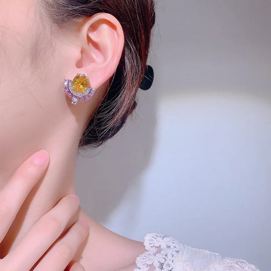 Luxury Crystal Stud Earrings – Elegant Premium Zirconia Design