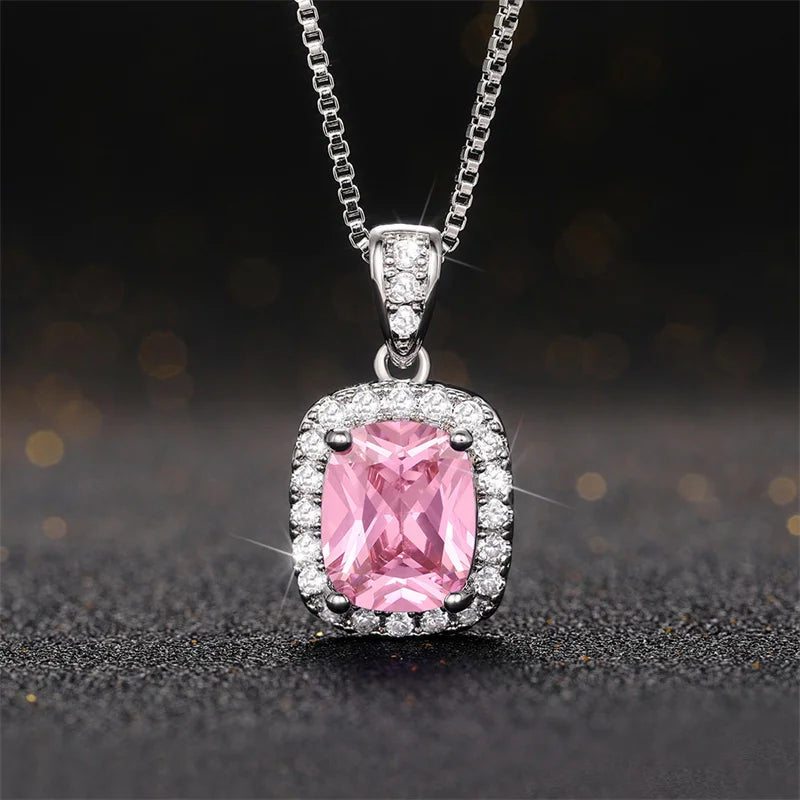 Elegant Cubic Zirconia Pendant Necklace - 925 sterling Silver Chain With Luxury Multi - Color Gemstones for Women