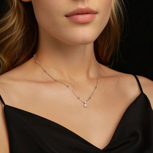 Luxury Natural Pearl Jewelry Set | 925 Sterling Silver Earrings & Pendant Necklace | Elegant Bridal & Gift Jewelry