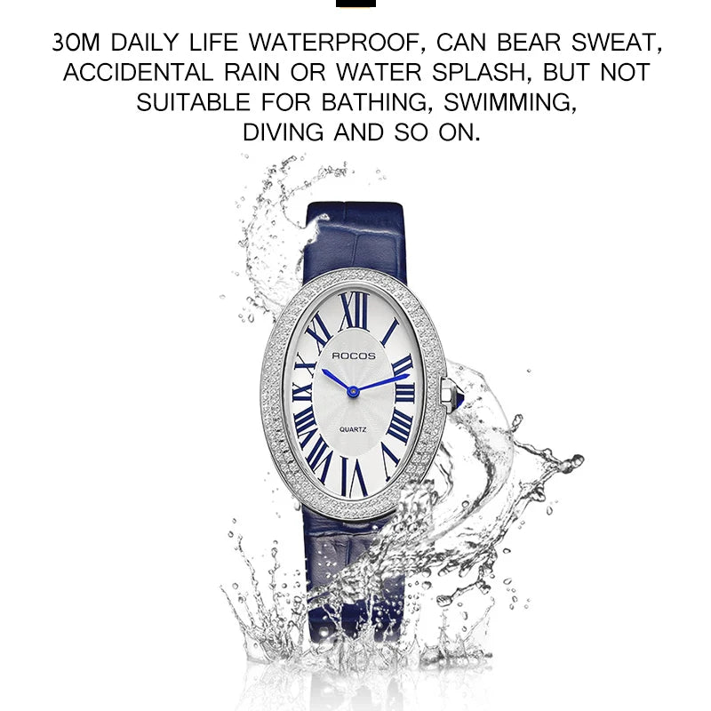 Leather Watch for Women Elegant Luxury Brand Ladies Oval Quartz Watch Fashion