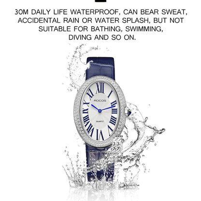 Leather Watch for Women Elegant Luxury Brand Ladies Oval Quartz Watch Fashion
