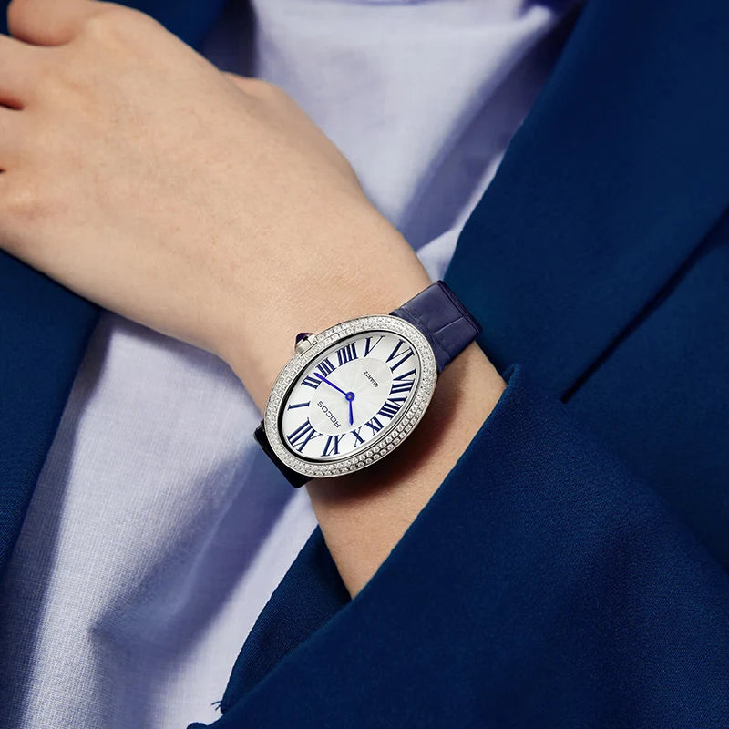 Leather Watch for Women Elegant Luxury Brand Ladies Oval Quartz Watch Fashion