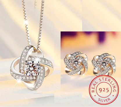 925 Sterling Silver Pendant & Earrings Set - Minimalist Daily Or Evening Jewelry