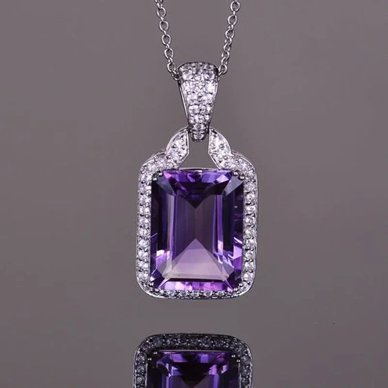 Elegant Cubic Zirconia Pendant Necklace - 925 sterling Silver Chain With Luxury Multi - Color Gemstones for Women