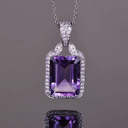 Elegant Cubic Zirconia Pendant Necklace - 925 sterling Silver Chain With Luxury Multi - Color Gemstones for Women