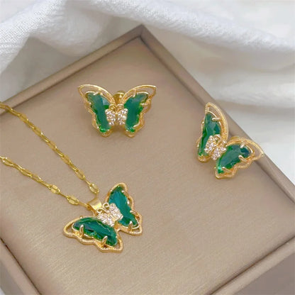 Elegant Butterfly Necklace & Earrings Set