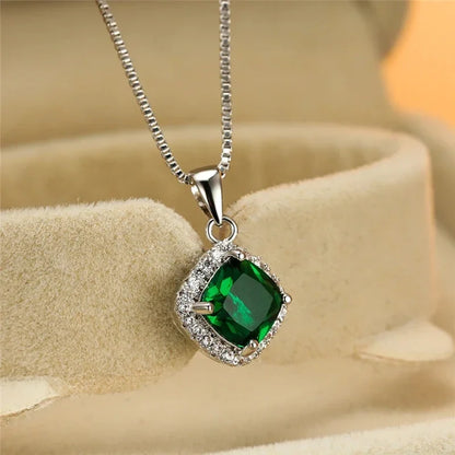 Elegant Cubic Zirconia Pendant Necklace - 925 sterling Silver Chain With Luxury Multi - Color Gemstones for Women