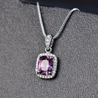 Elegant Cubic Zirconia Pendant Necklace - 925 sterling Silver Chain With Luxury Multi - Color Gemstones for Women