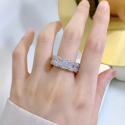 Multicolor Zircon Eternity Ring 925 Sterling Silver Wedding Band for Parties & Wedding