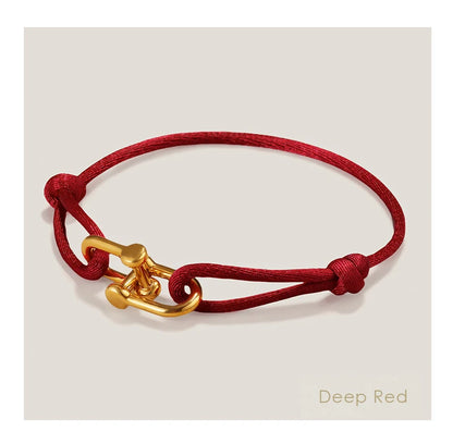 Adjustable Silk Rope Bracelet with Gold Charm