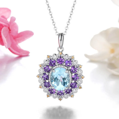 Colorful Luxury Gemstone Necklace - 925 Sterling Silver
