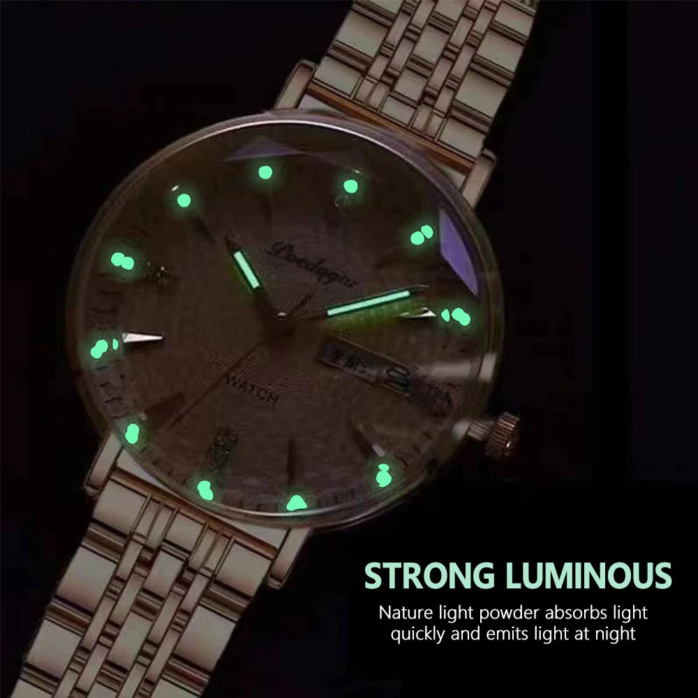 Elegant Rose Gold Women’s Watch – Waterproof Stainless Steel Luxury Bracelet with Luminous Dial