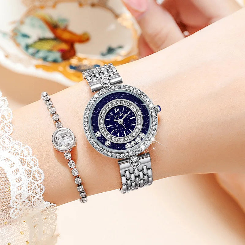 Luxury Crystal Women's Watch – Stainless Steel Quartz Bracelet