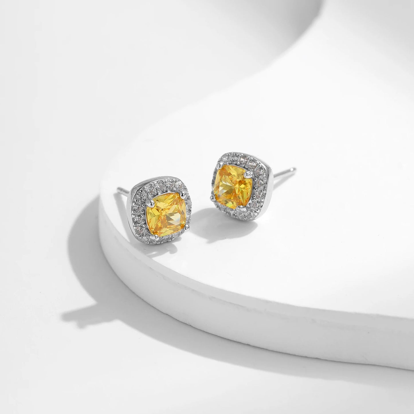 Luxury Zirconia Stud Earrings – Sparkling Crystal Square Design
