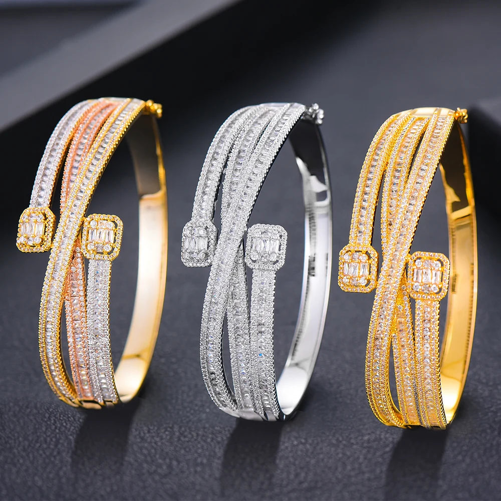 Luxury Crystal Bangle Bracelet for Women – Elegant Wedding & Party Jewelry