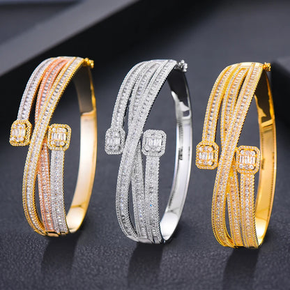 Luxury Crystal Bangle Bracelet for Women – Elegant Wedding & Party Jewelry