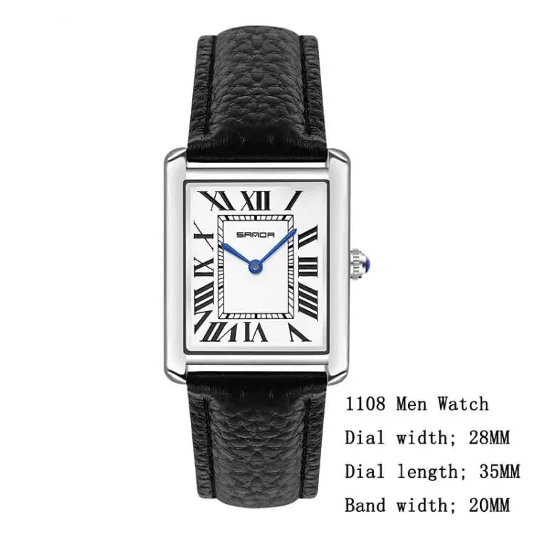 Luxury Square Watch – Waterproof Leather Strap Classic Design