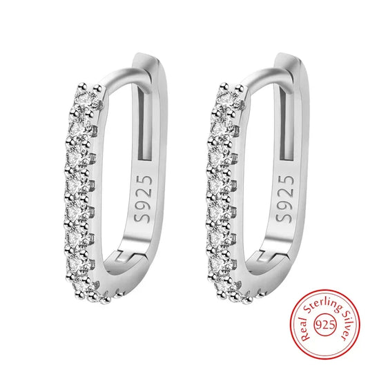 925 Silver Hoop Earrings with sparkling zircon – elegant