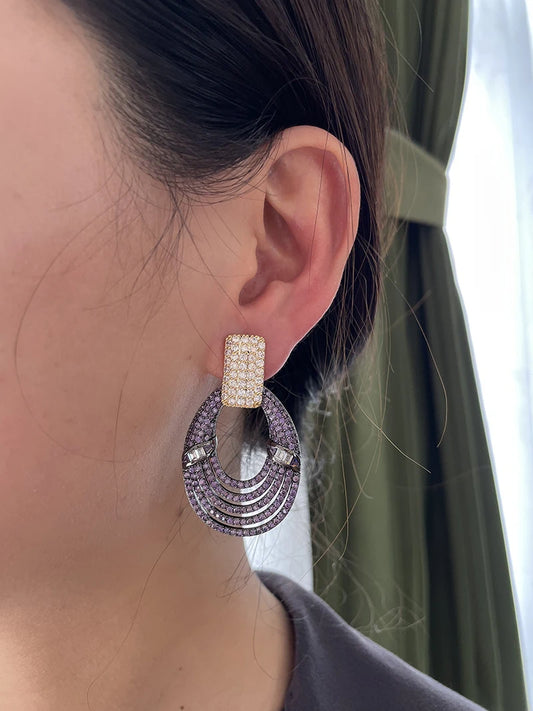 Luxurious zircon-studded earrings, perfect for all occasions, parties, and weddings.