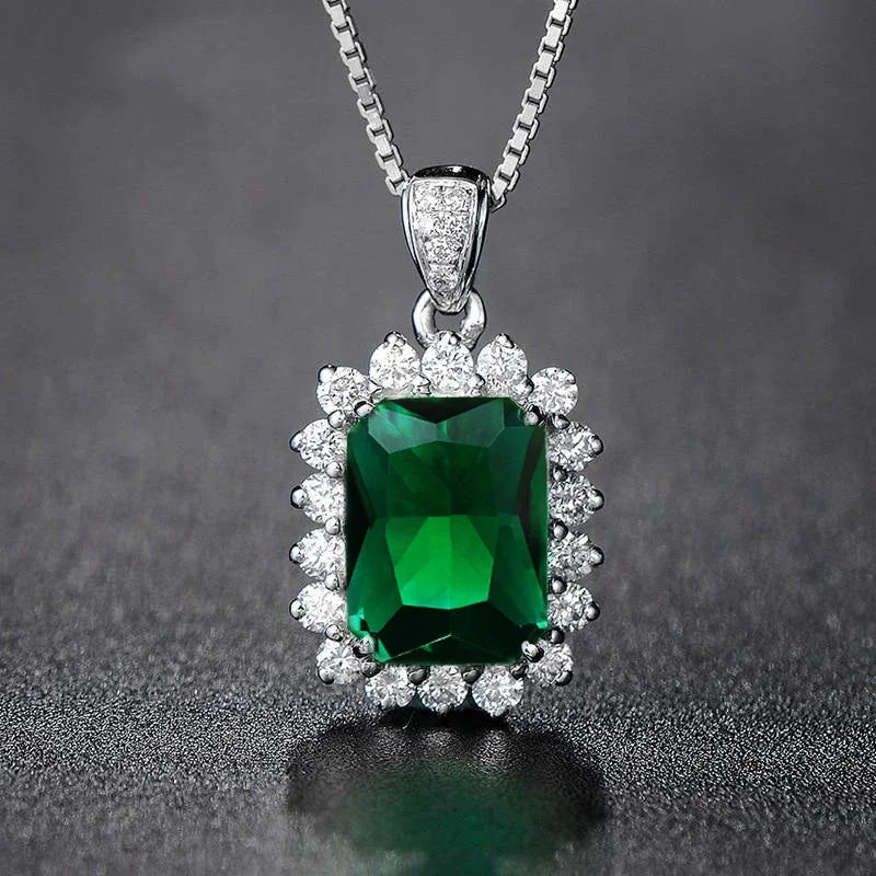 Elegant Cubic Zirconia Pendant Necklace - 925 sterling Silver Chain With Luxury Multi - Color Gemstones for Women